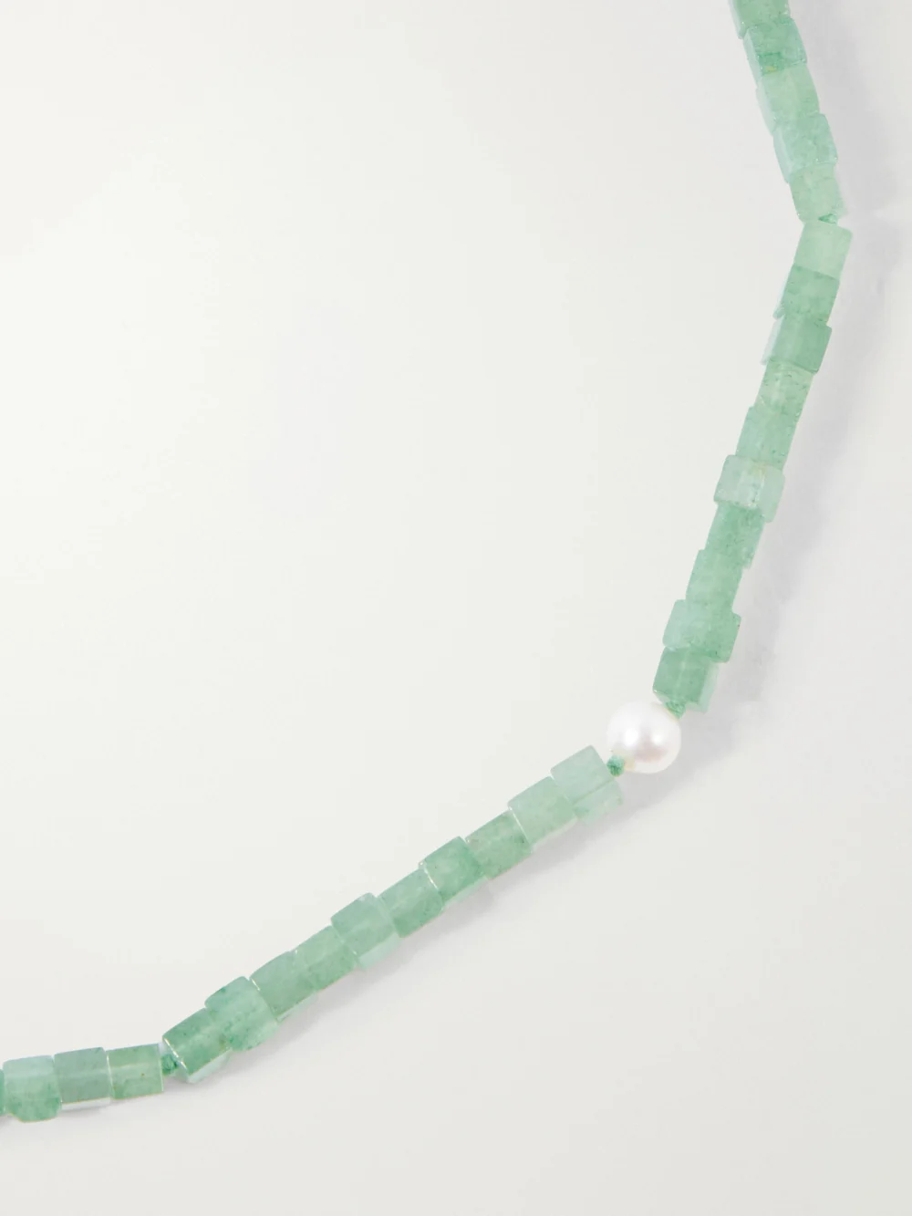 Back view of the Le Sundial Inès Sterling Silver, Aventurine and Pearl Beaded Necklace