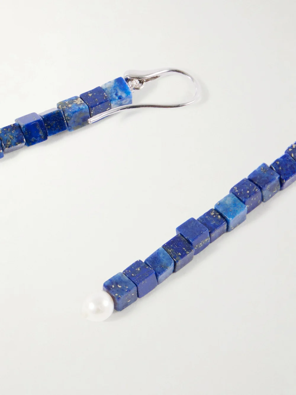 Back view of the Le Sundial Inès Sterling Silver, Lapis Lazuli and Pearl Earrings
