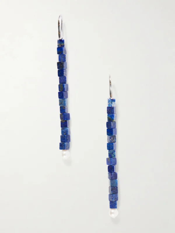 Le Sundial Inès Sterling Silver, Lapis Lazuli and Pearl Earrings