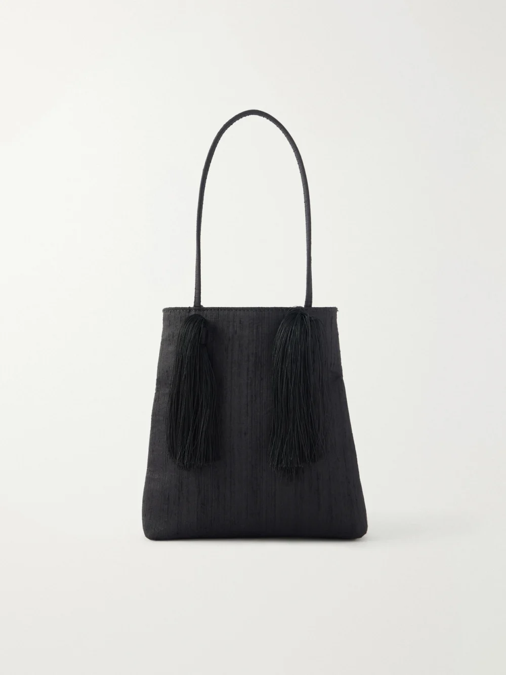 Le Sundial Le Salon Tasseled Dupioni Clutch in black