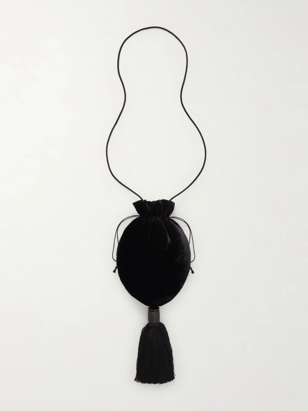 Back view of the Le Sundial Lee Tasseled Velvet Shoulder Bag