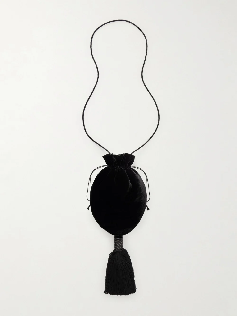 Le Sundial Lee Tasseled Velvet Shoulder Bag in black