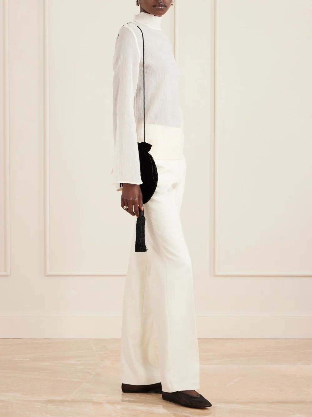 Le Sundial Lee Tasseled Velvet Shoulder Bag, styled view