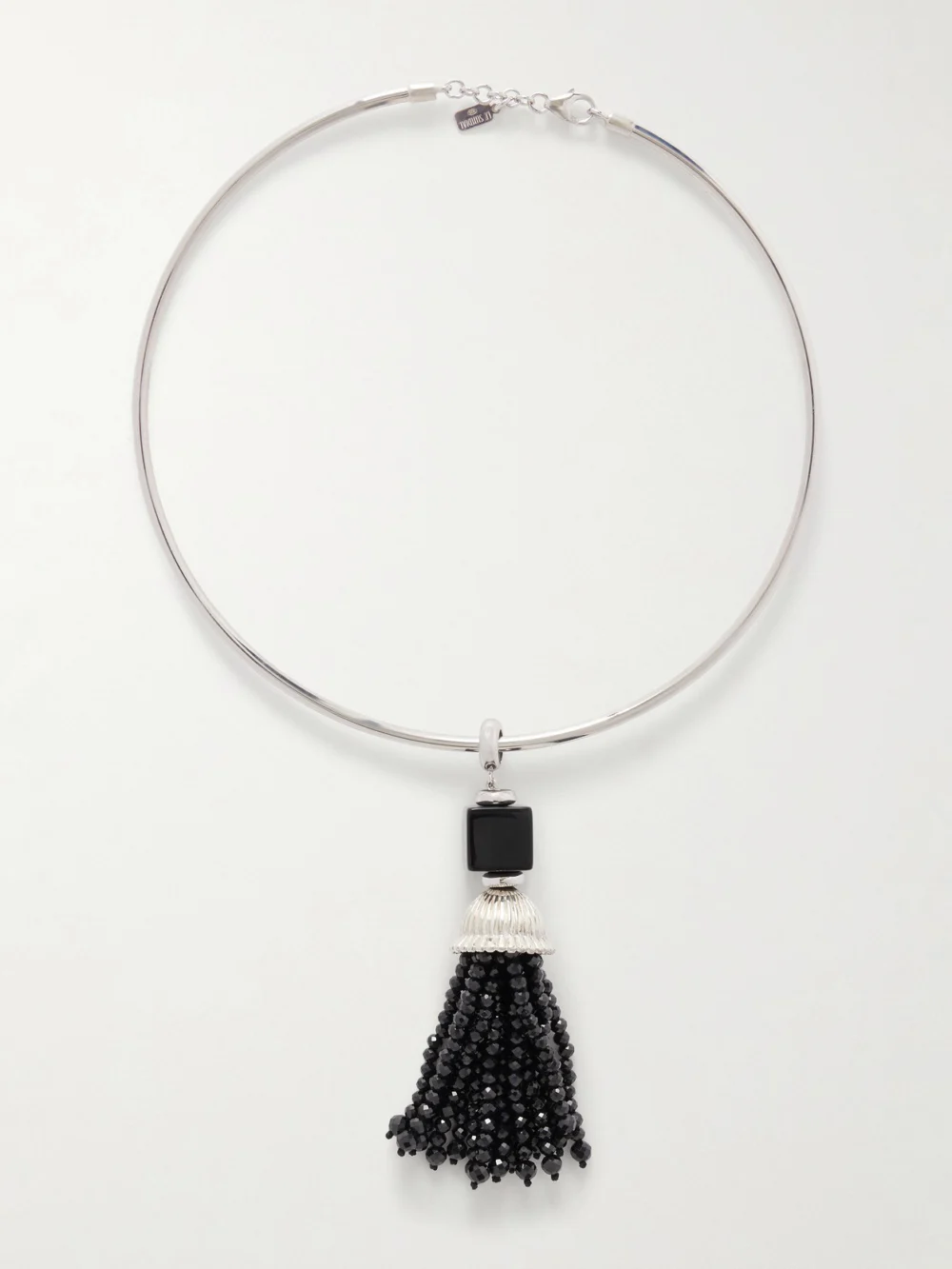 Le Sundial Nocturne Silver, Spinel and Onyx Choker in black