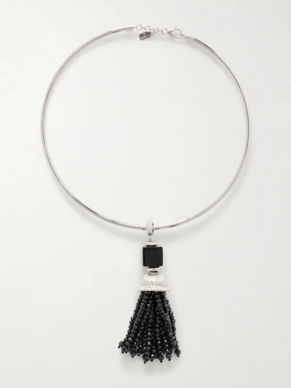 Le Sundial Nocturne Silver, Spinel and Onyx Choker