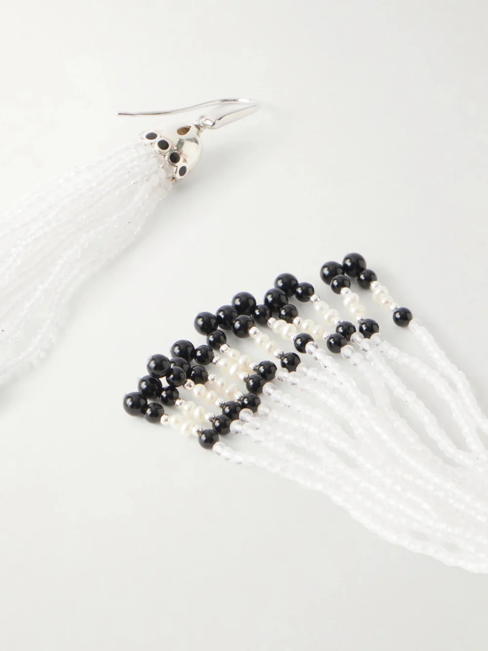 Close-up detail of the Le Sundial Odette Silver Multi-stone Earrings