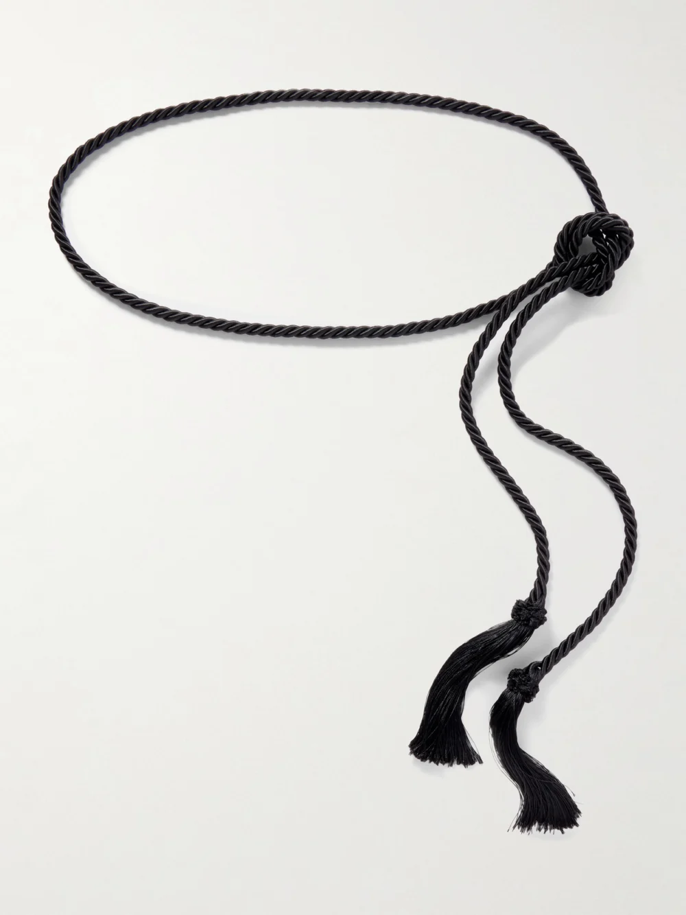 Le Sundial Tasseled Woven Cord Belt in black
