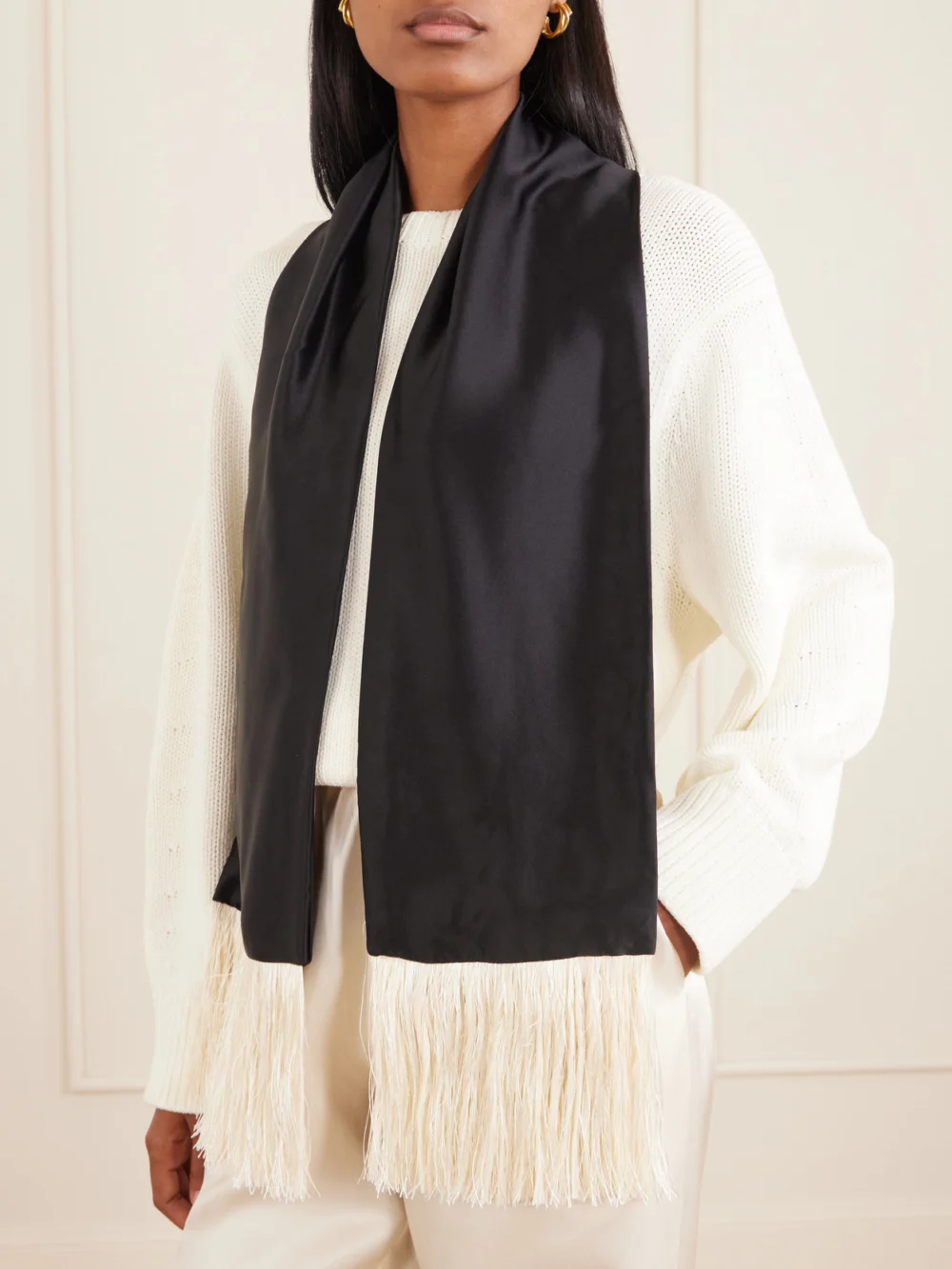 Le Sundial The Opera Silk Scarf, styled view