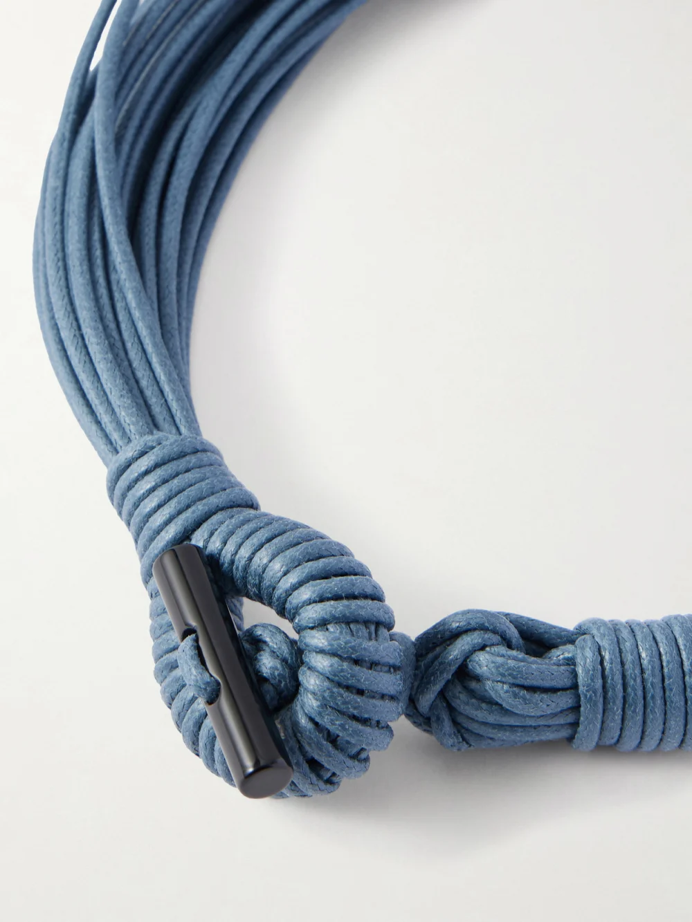 Back view of the Le Sundial The Sculptural Waxed-cotton, Pearl and Sodalite Necklace
