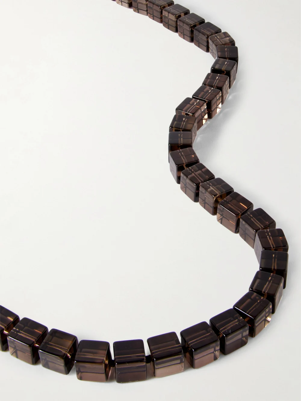 Close-up detail of the Le Sundial Tina Silver Smoky Quartz Necklace