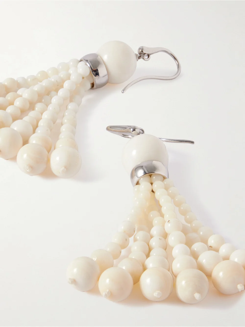 Close-up detail of the Le Sundial Venice Opera Silver Stone Earrings
