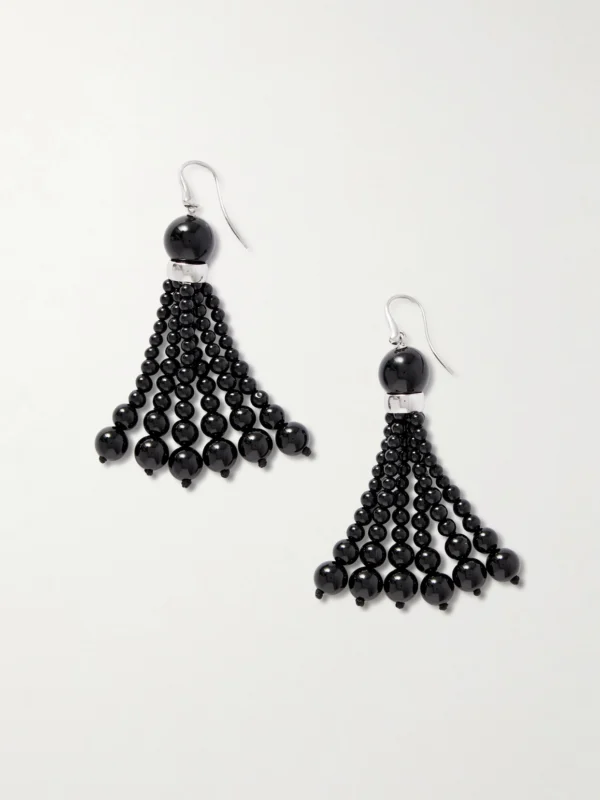 Le Sundial Venice Opera Tasseled Onyx Earrings