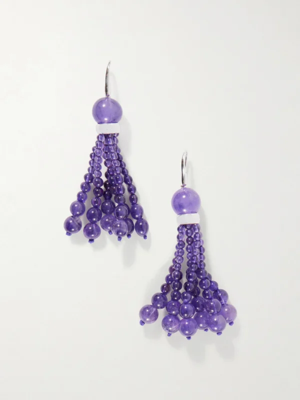 Le Sundial Venice Opera Tasseled Sterling Silver Amerthyst Earrings