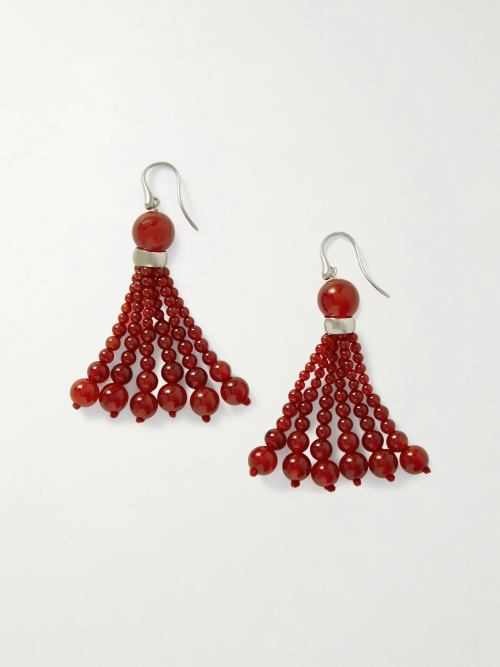 Le Sundial Venice Opera Tasselled Carnelian Earrings in red