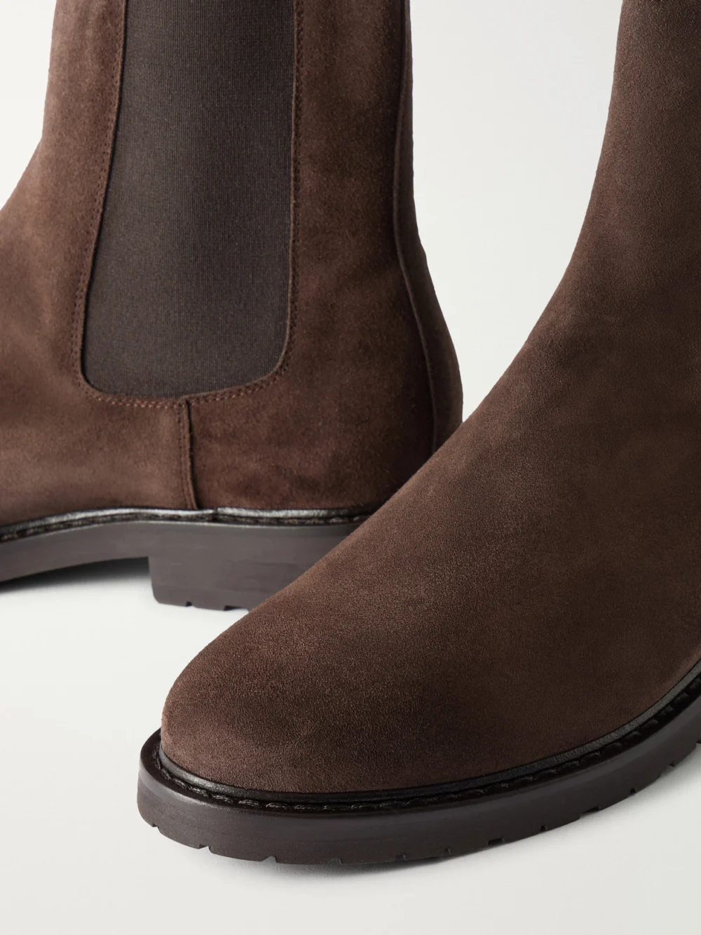 Close-up detail of the Legres 25 Chelsea Suede Ankle Boots