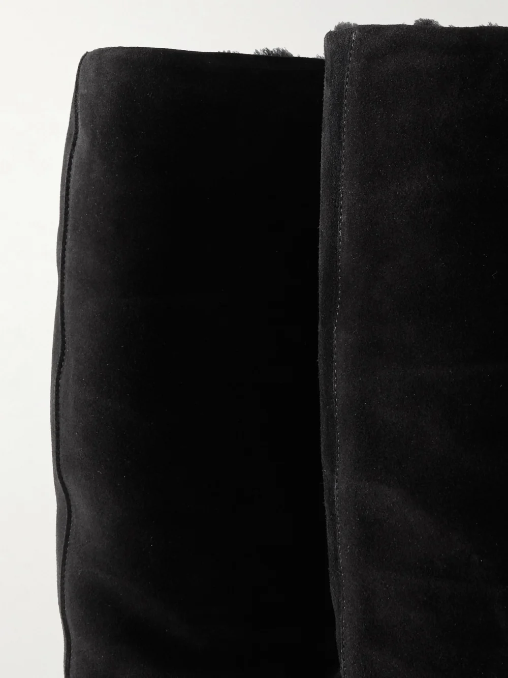 Close-up detail of the Legres Shearling-lined Suede Knee Boots
