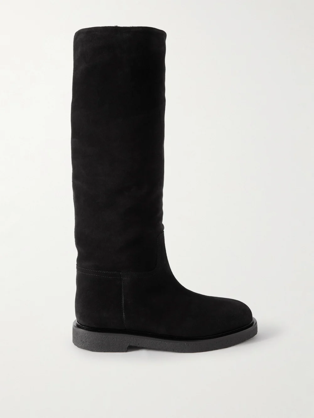 Legres Shearling-lined Suede Knee Boots in black