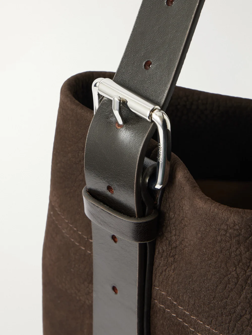 Close-up detail of the Lemaire Belted Nubuck Leather Tote