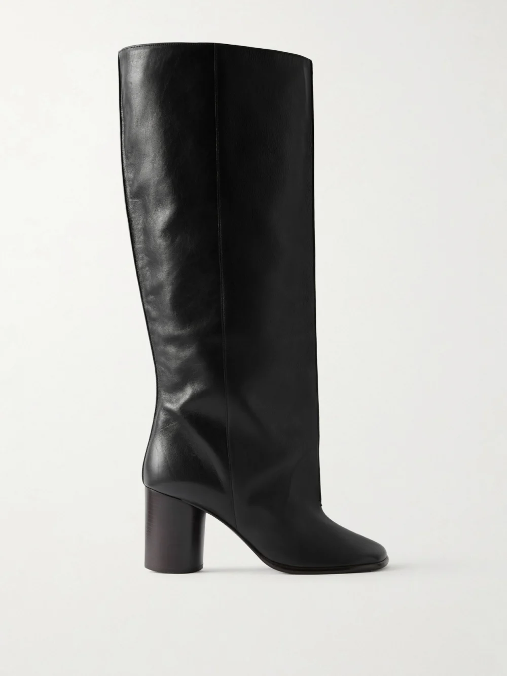 Lemaire Crease Leather Knee Boots in black