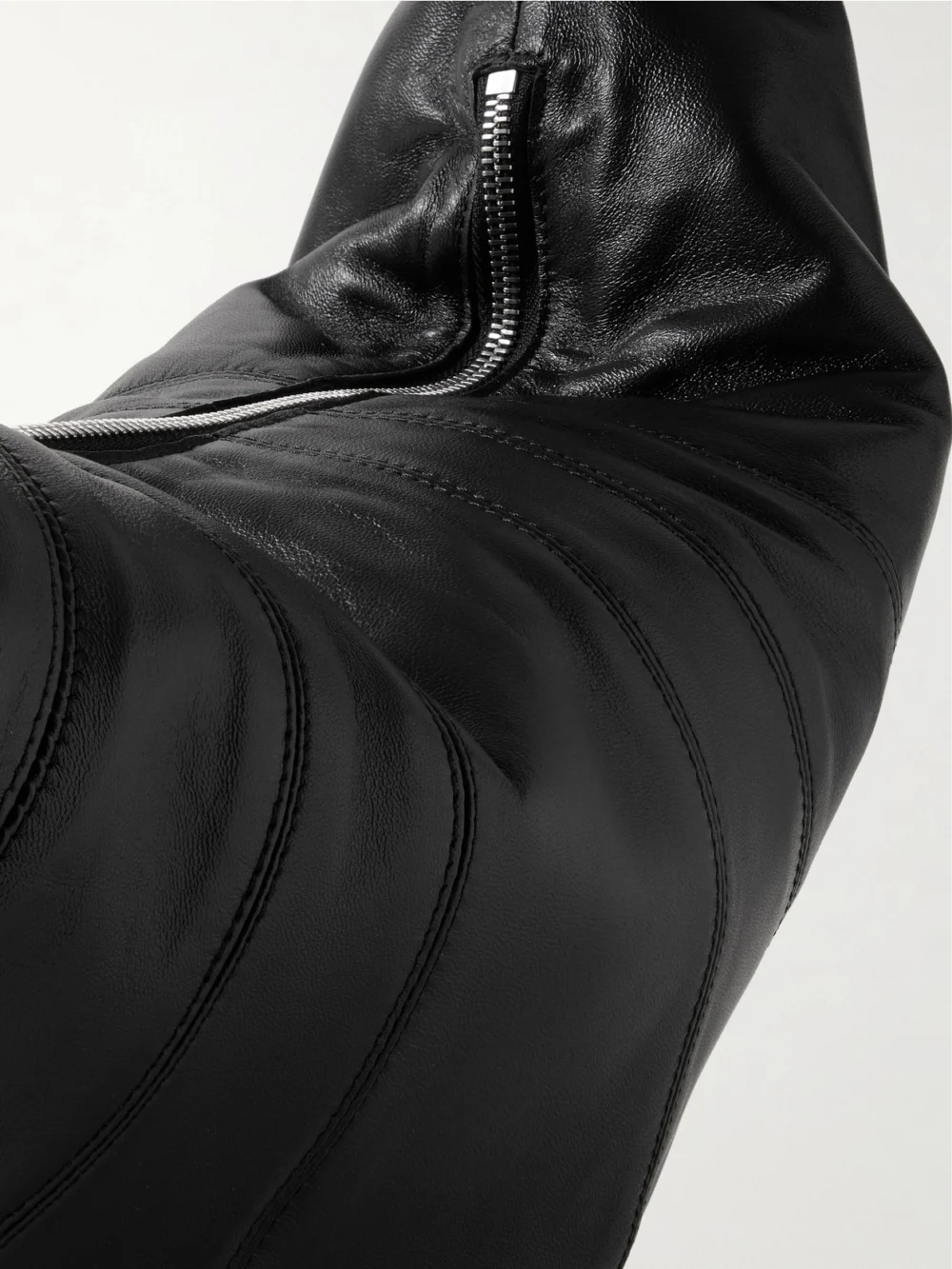 Close-up detail of the Lemaire Croissant Large Paneled Leather Shoulder Bag