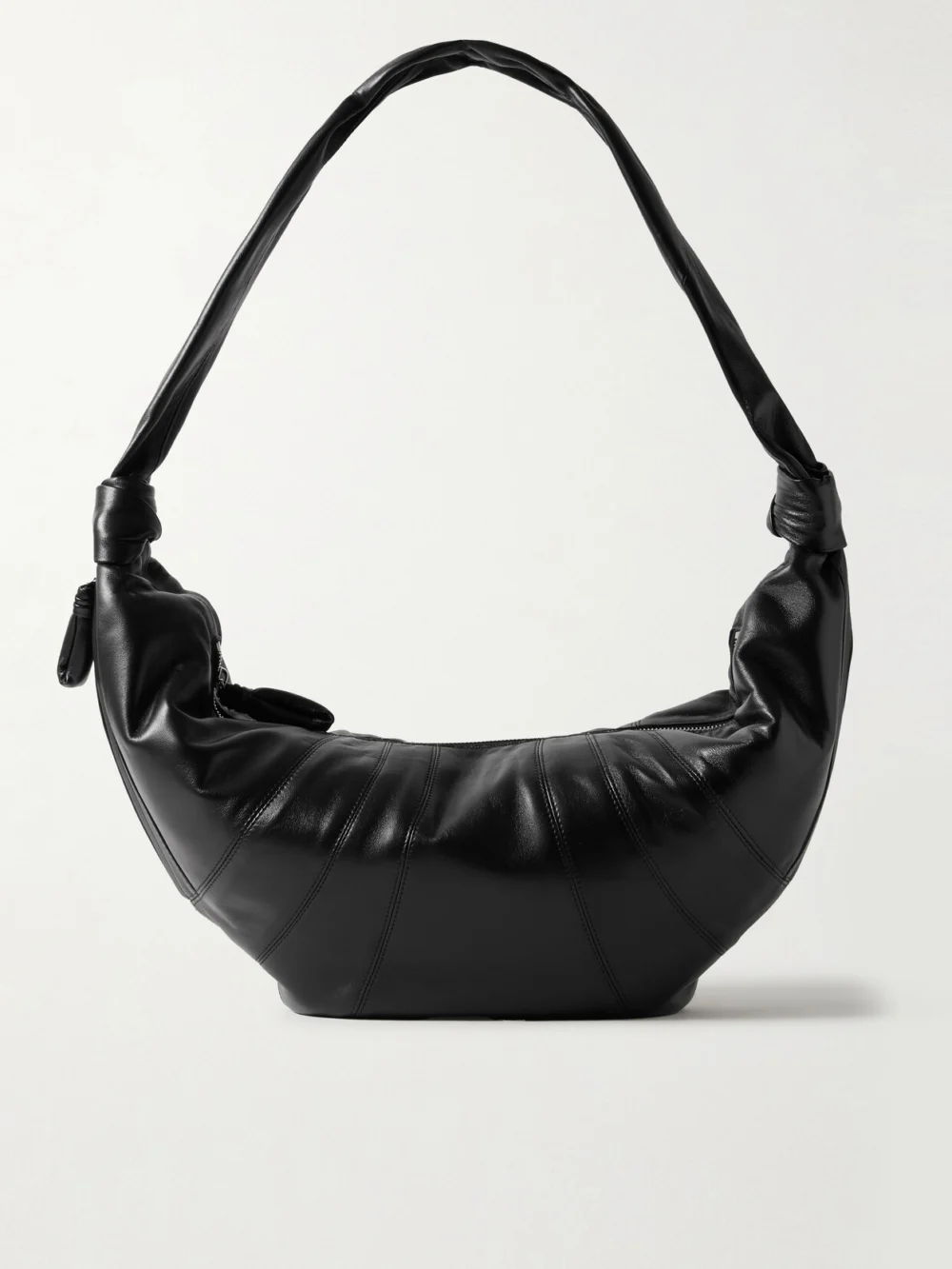 Lemaire Croissant Large Paneled Leather Shoulder Bag in black