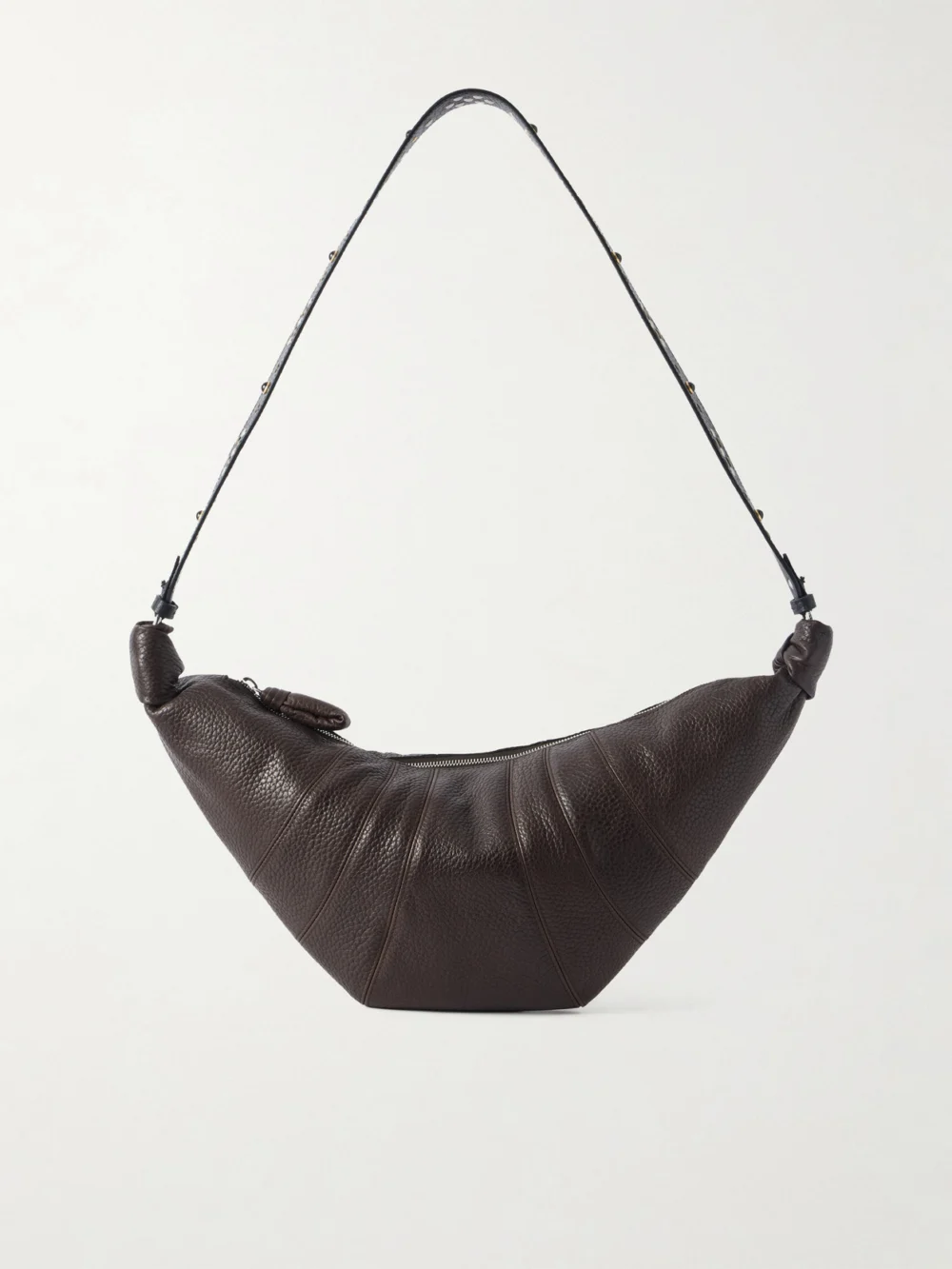 Lemaire Croissant Medium Studded Textured-leather Shoulder Bag in brown