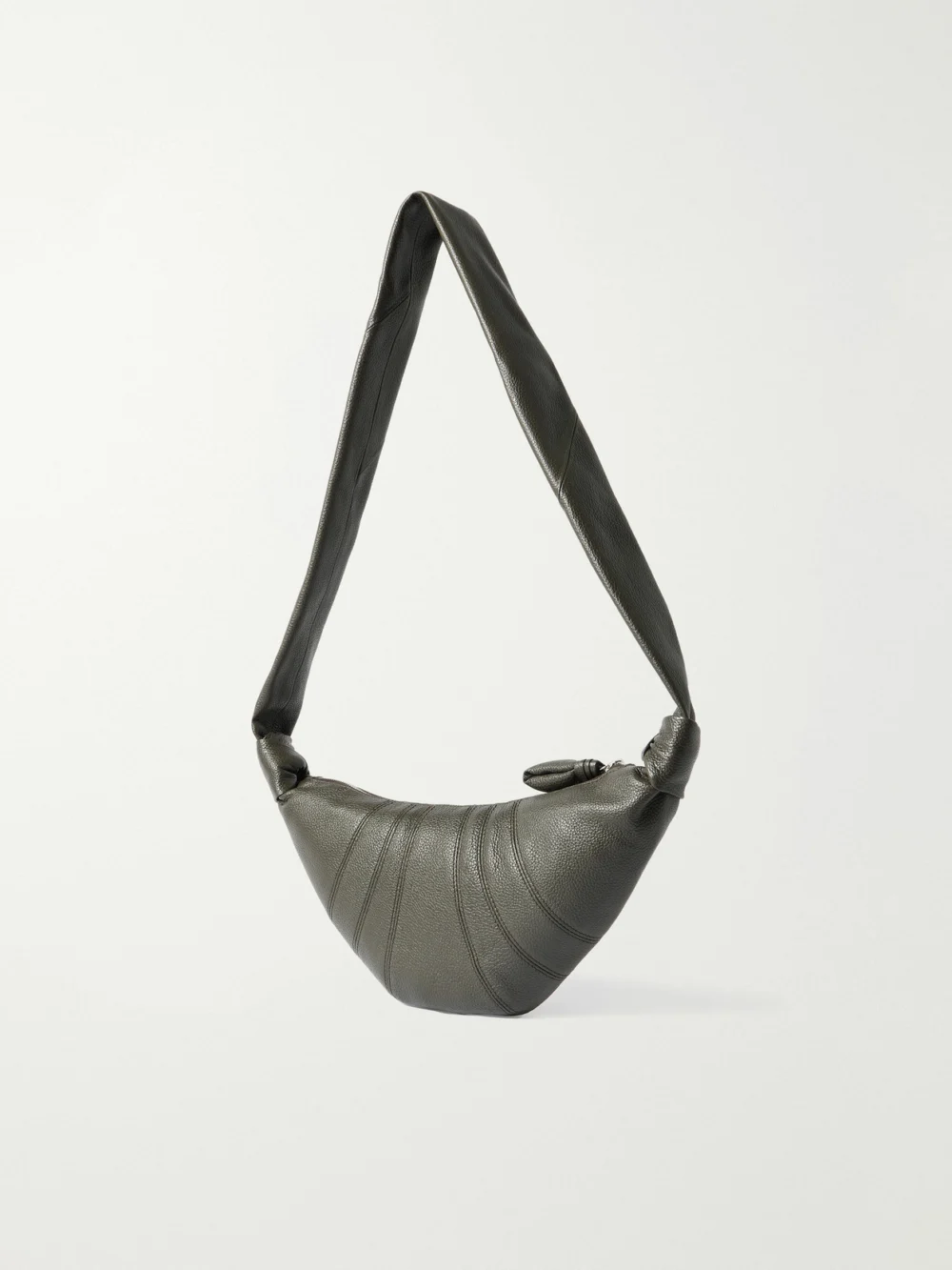 Back view of the Lemaire Croissant Small Paneled Textured-leather Shoulder Bag