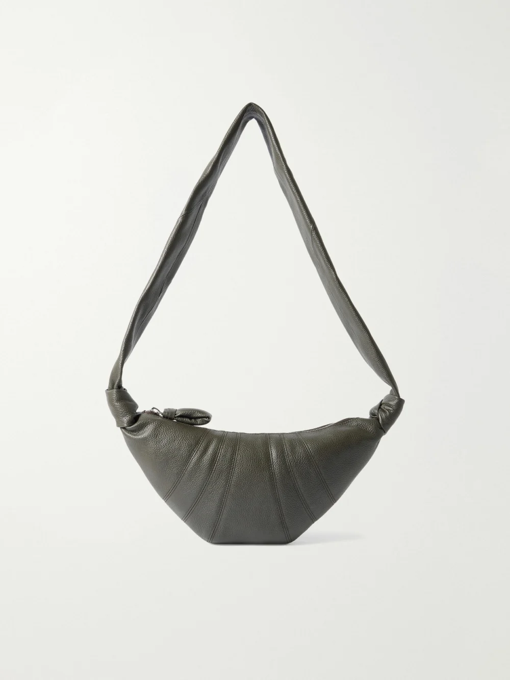 Lemaire Croissant Small Paneled Textured-leather Shoulder Bag in army green
