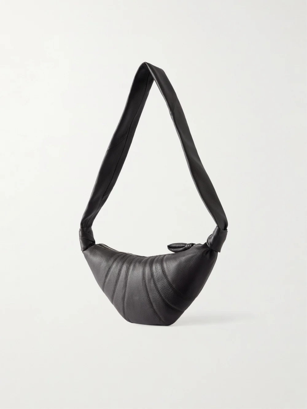 Back view of the Lemaire Croissant Small Paneled Textured-leather Shoulder Bag
