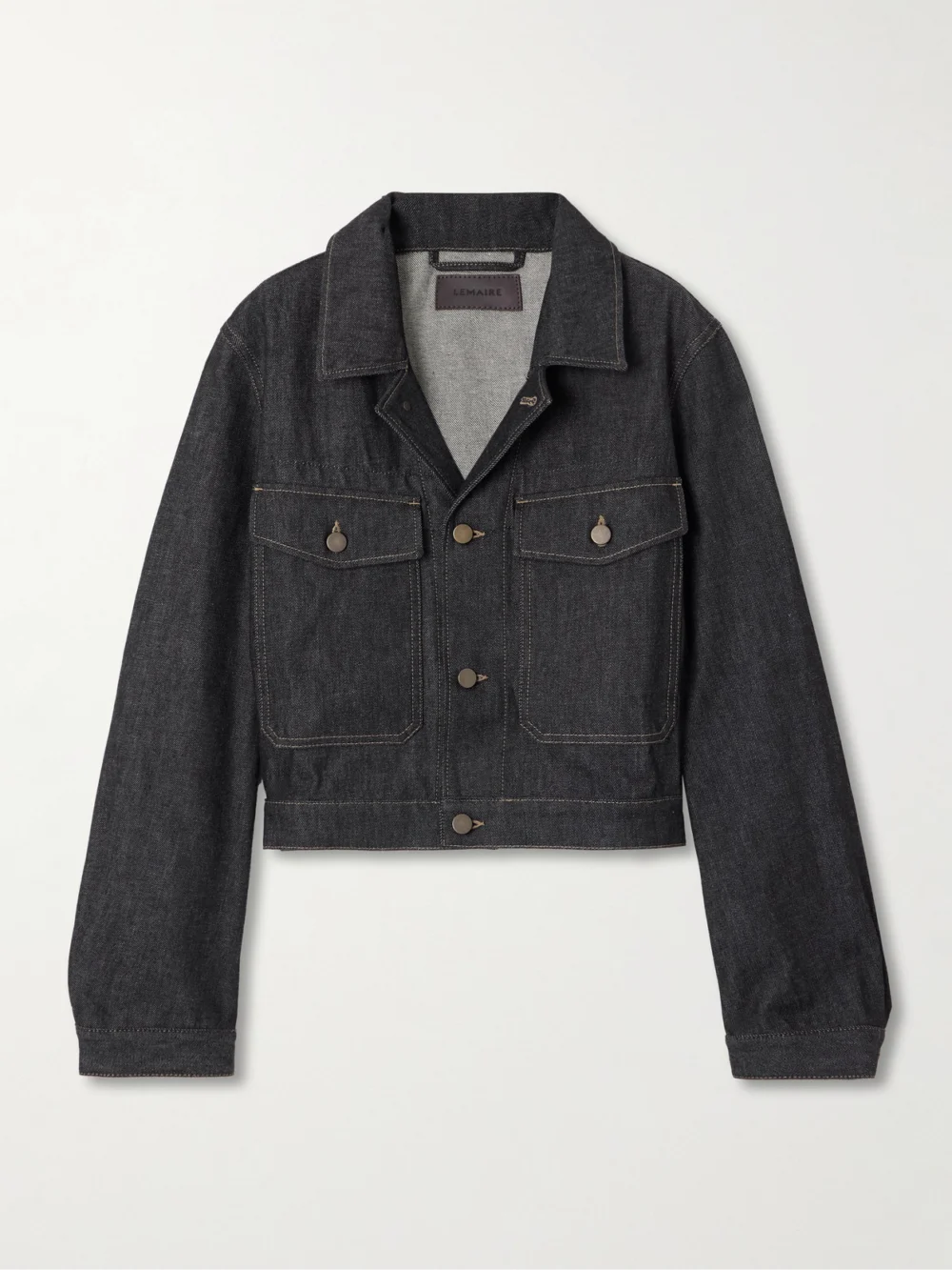 Lemaire Cropped Organic Denim Jacket in navy
