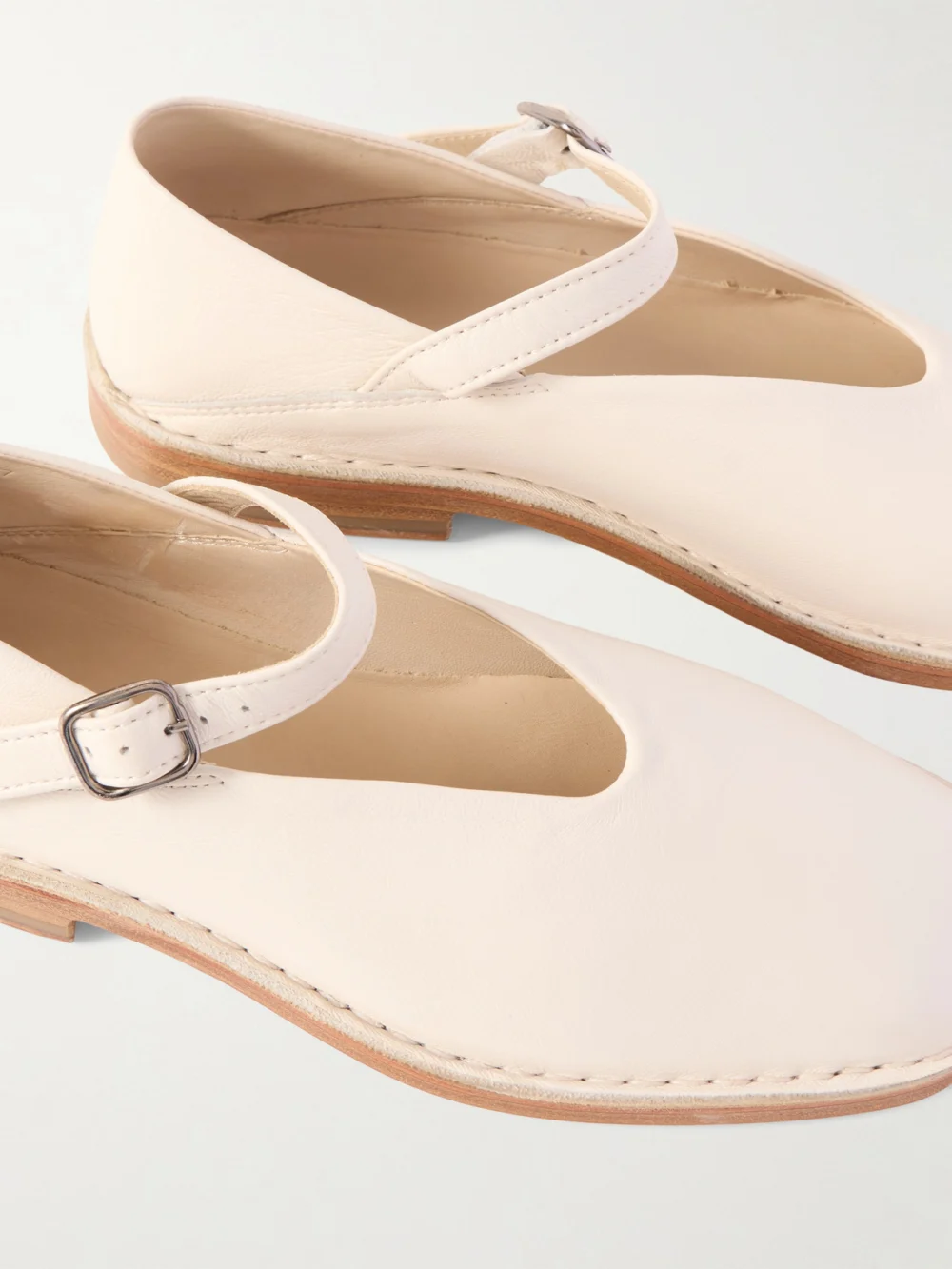 Close-up detail of the Lemaire Leather Ballet Flats