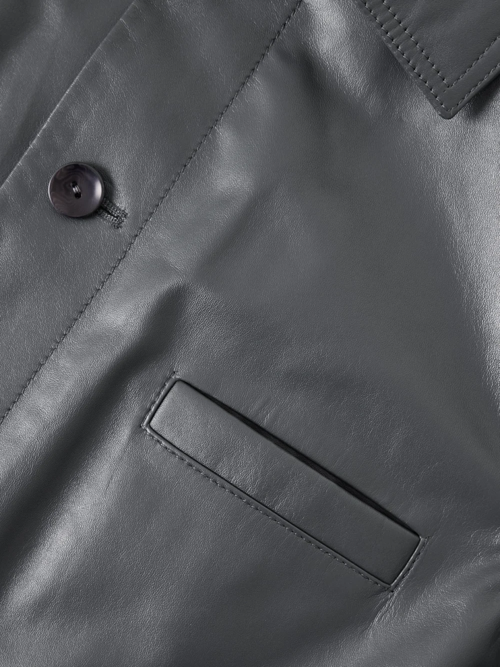 Close-up detail of the Lemaire Leather Jacket