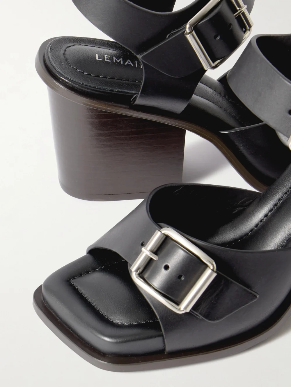 Close-up detail of the Lemaire Leather Sandals