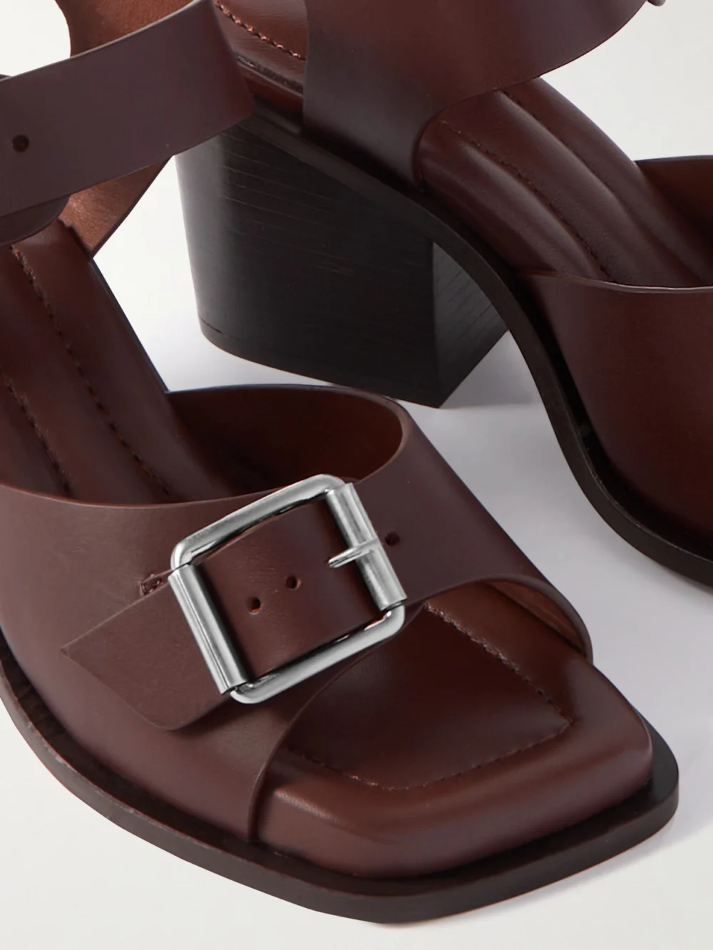 Close-up detail of the Lemaire Leather Sandals