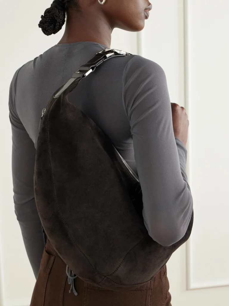 Lemaire Quiver Clip Mini Leather-trimmed Suede Shoulder Bag