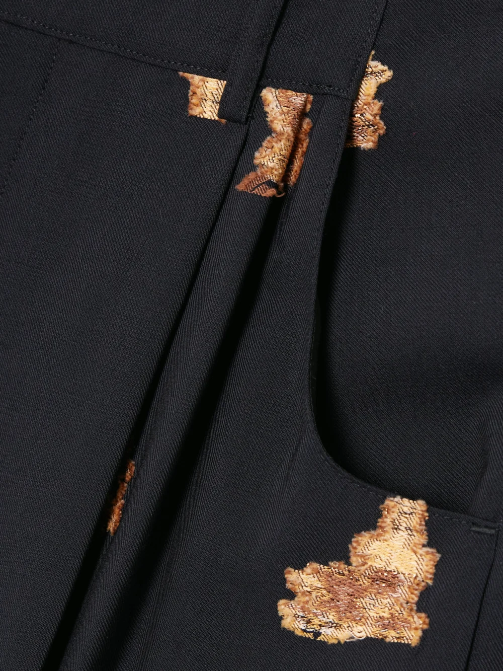 Close-up detail of the Liberowe Annie Pleated Floral-jacquard Metallic Wool-blend Wide-leg Pants