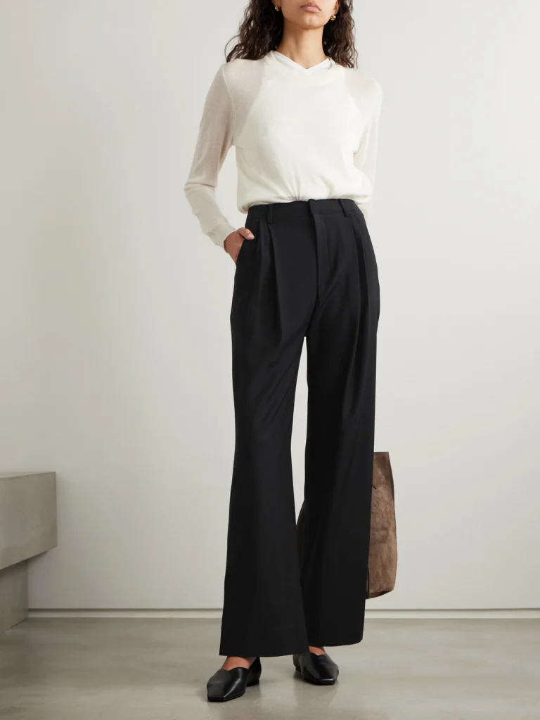 Liberowe Annie Pleated Wool Wide-leg Pants