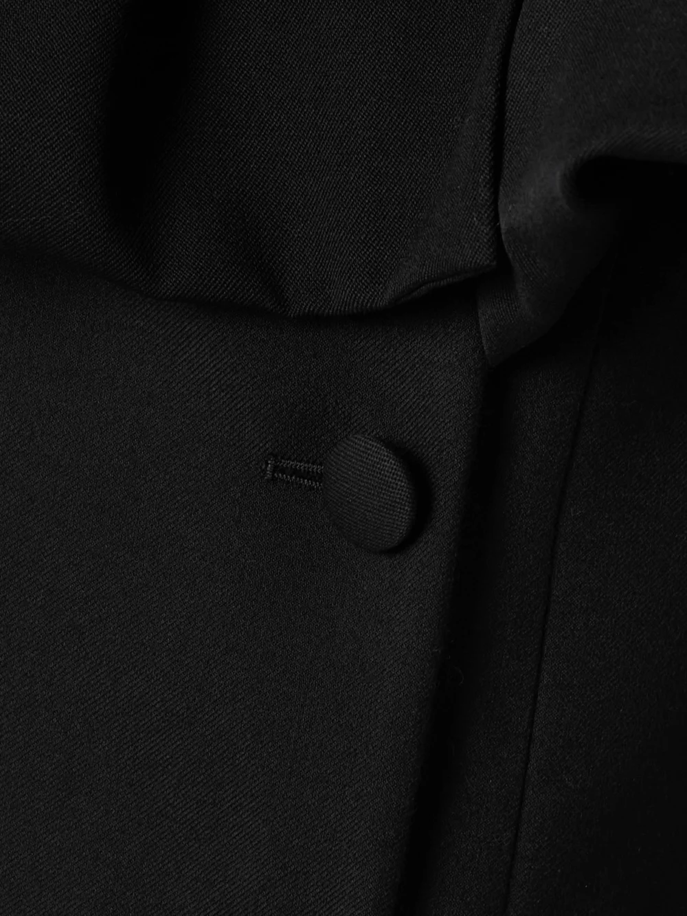 Close-up detail of the Liberowe Bombardo Double-breasted Pleated Ruffled Wool-twill Coat