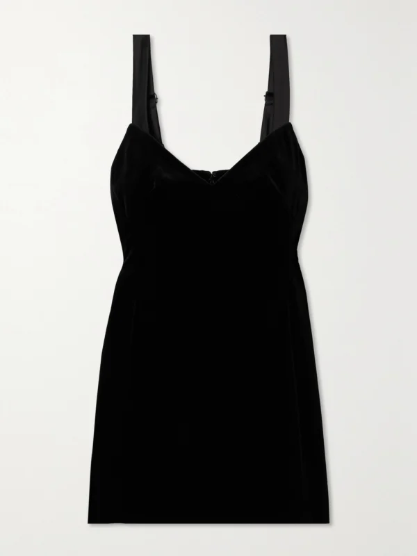 Liberowe Duchesse Satin-trimmed Cotton-velvet Mini Dress