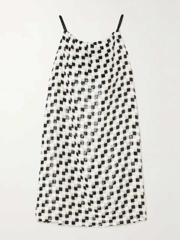 Liberowe Flou Checked Metallic Devoré-voile Mini Dress