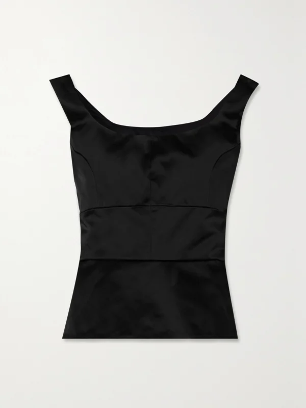 Liberowe Off-the-shoulder Duchesse Cotton-blend Satin Peplum Top
