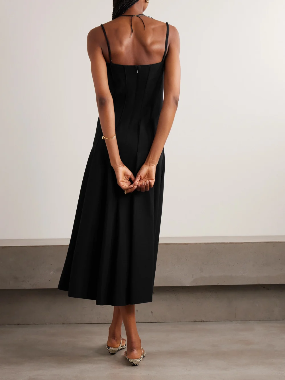 Back view of the Liberowe Pleated Crepe Midi Dress