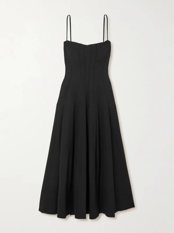 Liberowe Pleated Crepe Midi Dress