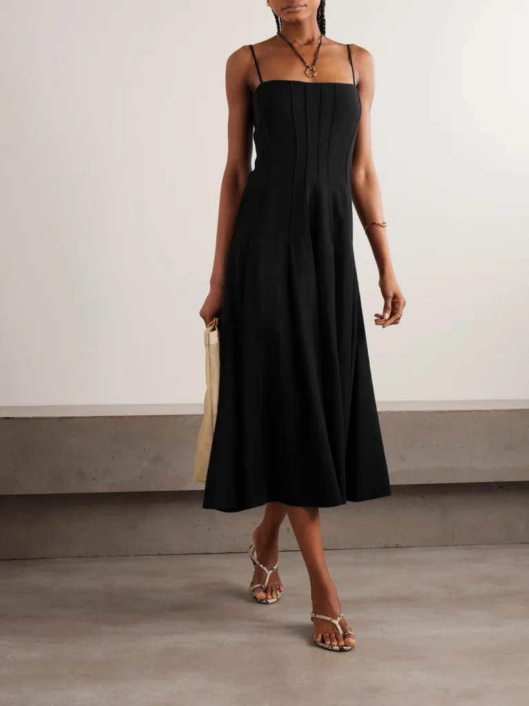 Liberowe Pleated Crepe Midi Dress