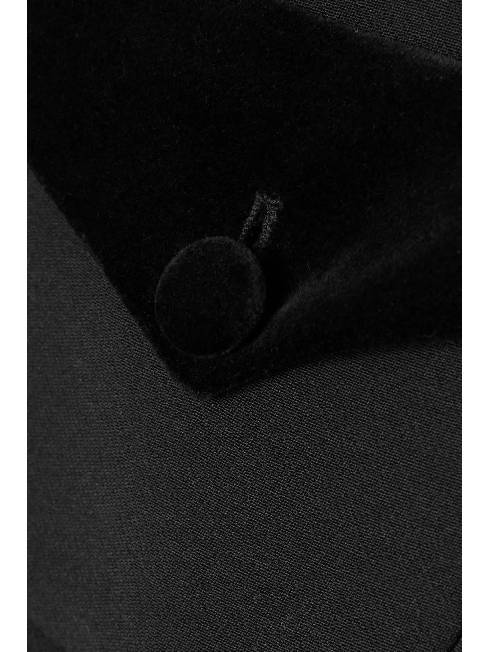 Close-up detail of the Liberowe Raja Cropped Cotton Velvet-trimmed Wool Jacket