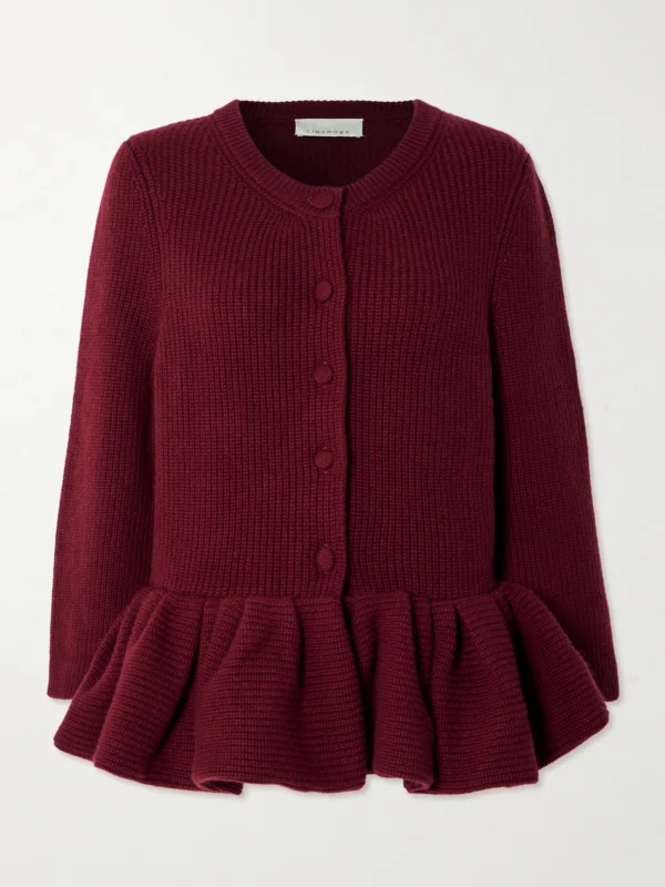 Liberowe Ruffled Cashmere Peplum Cardigan