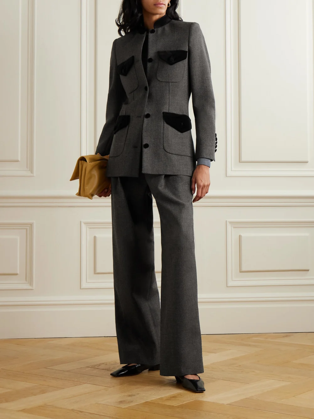 Liberowe + the Vanguard Annie Pleated Wool Wide-leg Pants, worn by a model