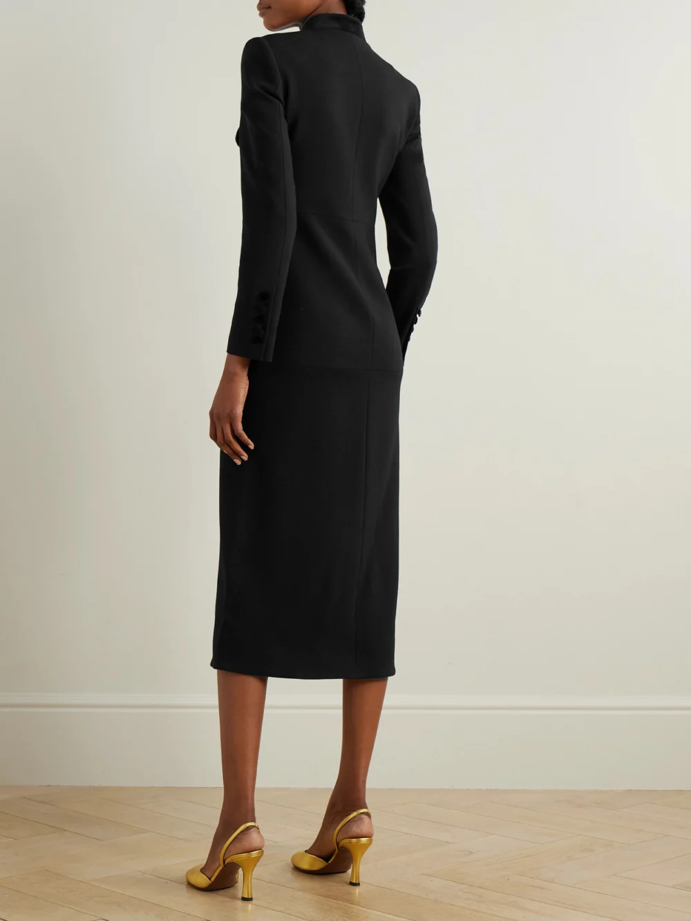 Back view of the Liberowe Velvet-trimmed Wool Coat
