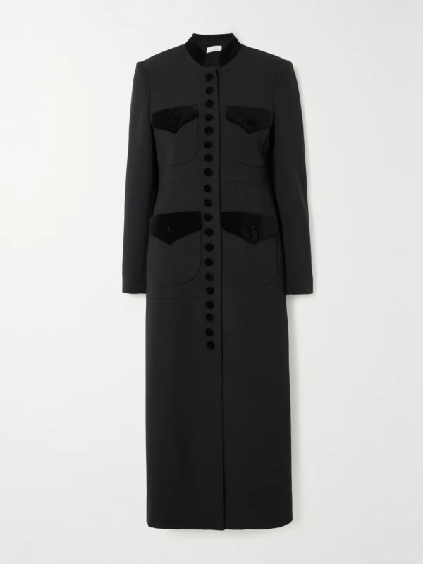 Liberowe Velvet-trimmed Wool Coat