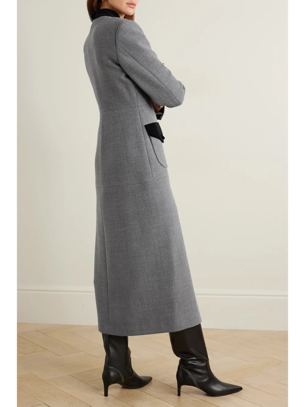 Back view of the Liberowe Velvet-trimmed Wool Coat